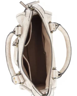 NARDINI - Bauletto due manici beige con taschino frontale, tracolla removibile