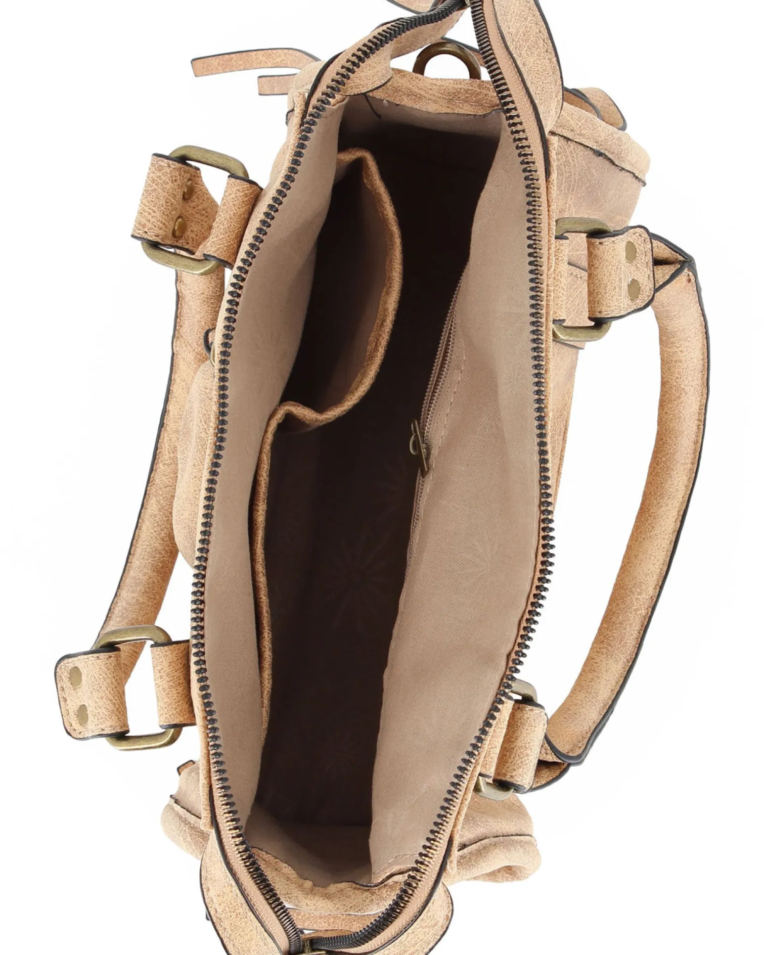 NARDINI - Bauletto due manici khaki con taschino frontale, tracolla removibile
