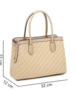 NARDINI  - Borsa a mano beige  con trama a intreccio, tracolla removibile