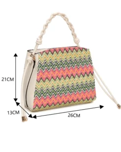 NARDINI - Borsa a mano multicolor effetto paglia con tre scomparti interni e manico intrecciato, tracolla removibile