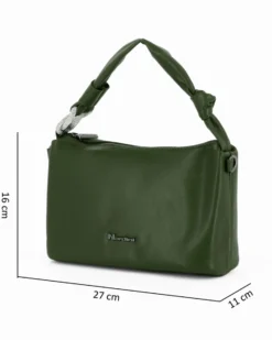 NARDINI - Borsa a mano verde con nodo in strass sul manico e tracolla removibile