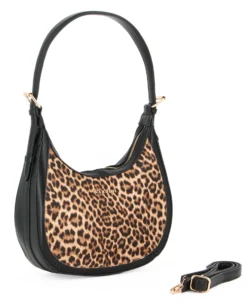 NARDINI - Borsa a spalla leopardata, tracolla removibile