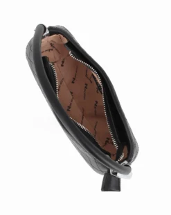 NARDINI - Borsa a spalla nera trapuntata con bordo ondulato e tracolla removibile