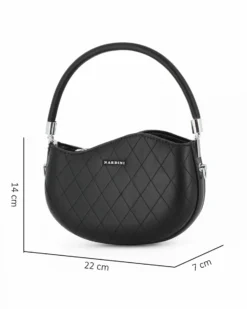 NARDINI - Borsa a spalla nera trapuntata con bordo ondulato e tracolla removibile