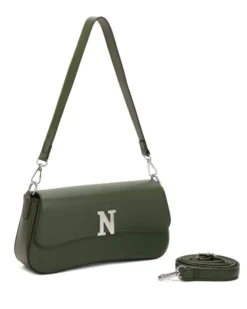 NARDINI - Borsa a spalla verde con patta e tracolla removibile