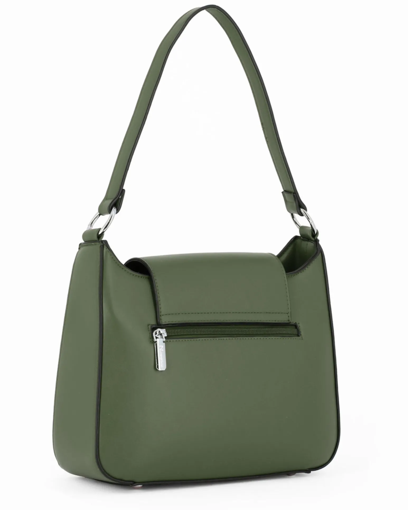 NARDINI - Borsa a spalla verde con tasca posteriore e pattina con dettaglio lucchetto, tracolla removibile
