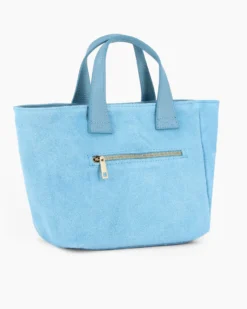 NARDINI - Borsa due manici celeste scamosciata in VERA PELLE con tasca posteriore, tracolla removibile - MADE IN ITALY