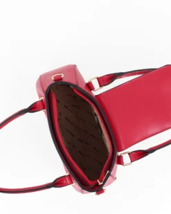 NARDINI - Borsa due manici rossa con tasca posteriore e pattina con inserto metallico, tracolla removibile