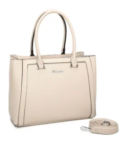 NARDINI - Borsa due manici taupe con tasca posteriore e tre scomparti interni, tracolla removibile