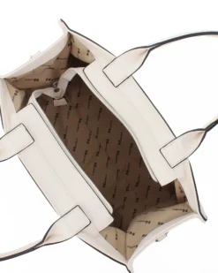 NARDINI - Borsa grande due manici beige con fasce frontali lavorate, tracolla removibile