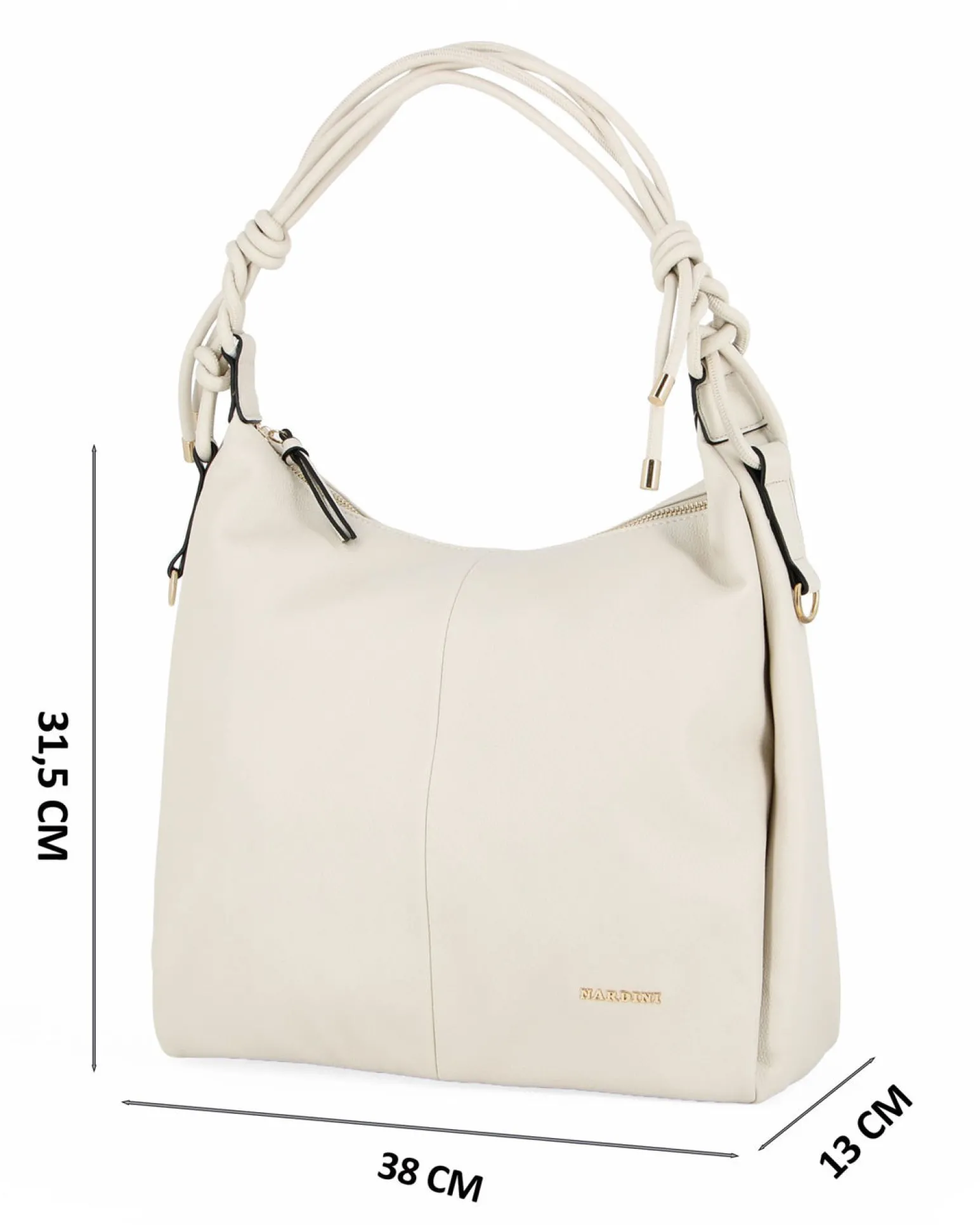 NARDINI - Borsa sacca beige con tasca posteriore, tracolla removibile