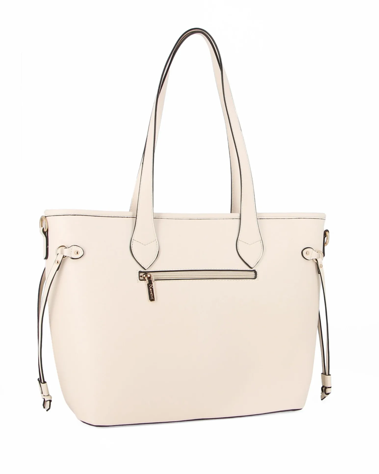 NARDINI - Borsa shopping beige con parte frontale intrecciata effetto paglia, laccetti laterali e tasca posteriore, tracolla removibile