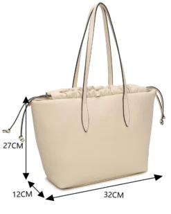 NARDINI - Borsa shopping beige con coulisse, tracolla removibile