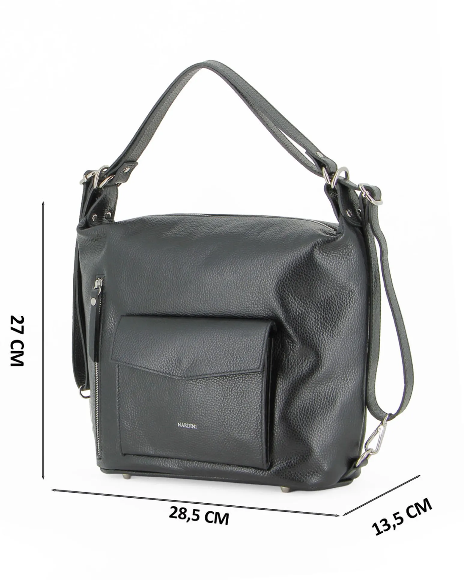 NARDINI - Borsa/Zaino nera con doppia tasca frontale e tasca posteriore
