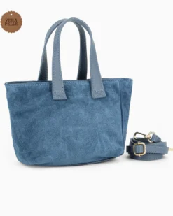 NARDINI - Minibag avio scamosciata in VERA PELLE con tasca posteriore, tracolla removibile - MADE IN ITALY