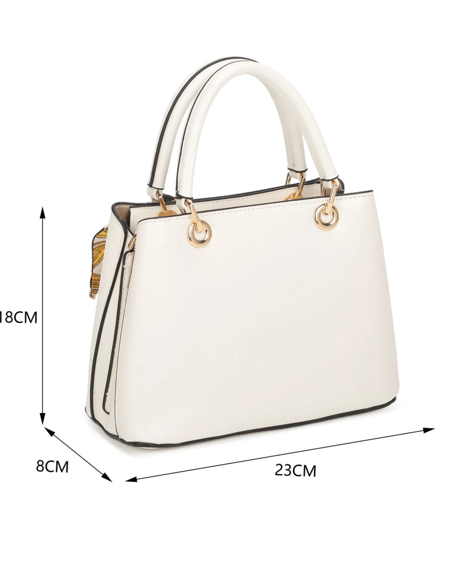 NARDINI - Minibag avorio con tre scomparti principali e catena con foulard, tracolla removibile