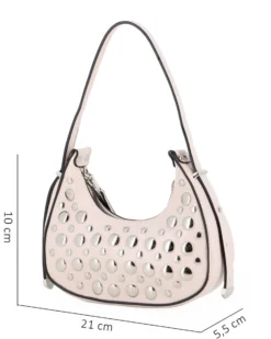 NARDINI - Minibag beige con borchie metalliche argentate