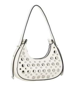 NARDINI - Minibag bianca con borchie metalliche argentate