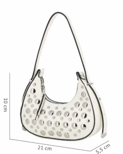 NARDINI - Minibag bianca con borchie metalliche argentate