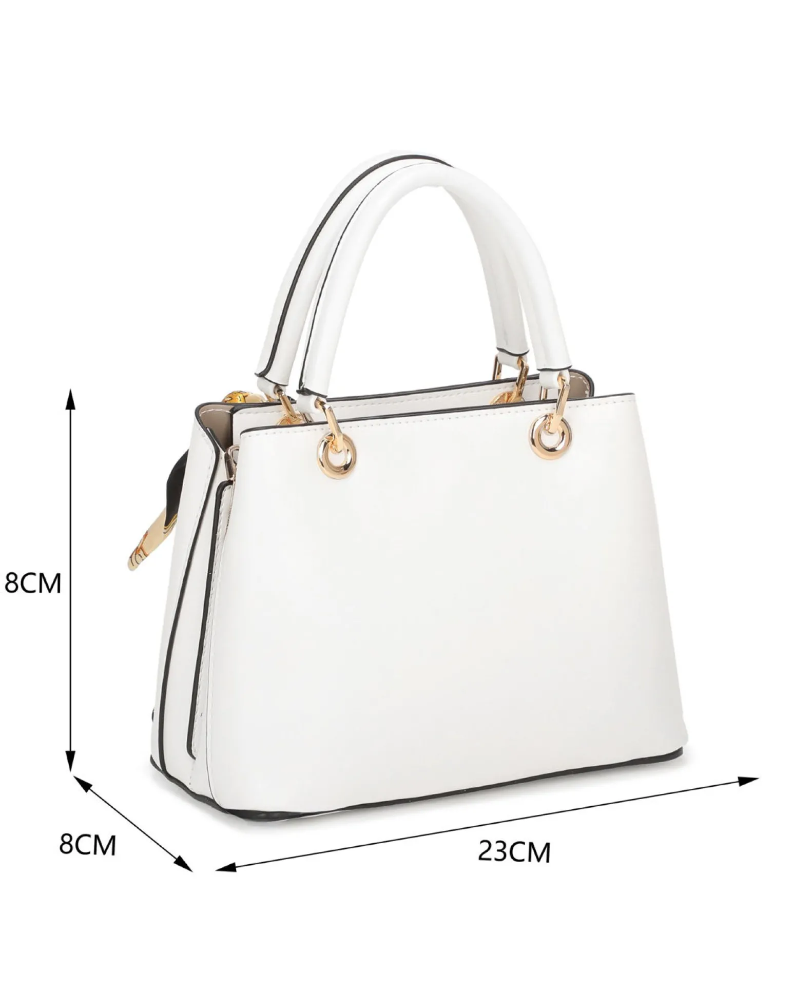 NARDINI - Minibag bianca con tre scomparti principali e catena con foulard, tracolla removibile