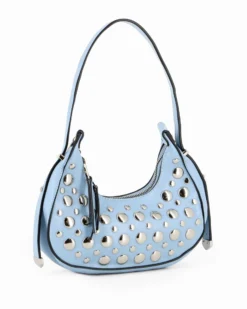 NARDINI - Minibag blu con borchie metalliche argentate