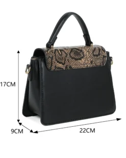 NARDINI - Minibag marrone con patta e parte frontale pitonata, tracolla removibile