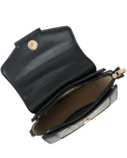 NARDINI - Minibag marrone con patta e parte frontale pitonata, tracolla removibile