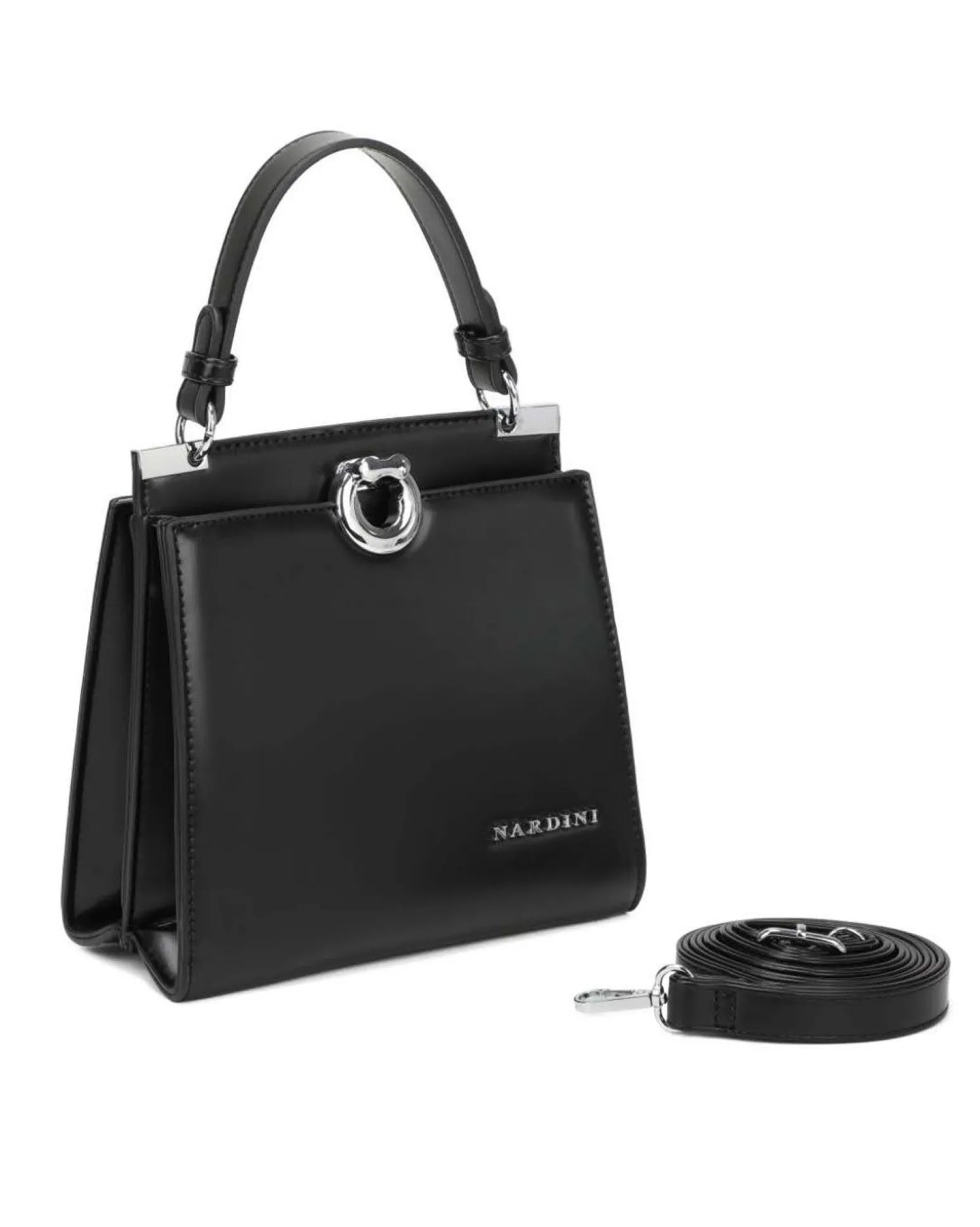 NARDINI - Minibag nera con due scomparti principali, tracolla removibile