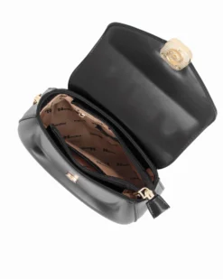 NARDINI - Minibag nera un manico con patta e tracolla removibile