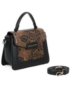 NARDINI - Minibag testa moro con patta e parte frontale pitonata, tracolla removibile