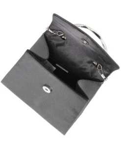 NARDINI - Pochette nera in lurex con manico rigido con strass e tracollina removibile