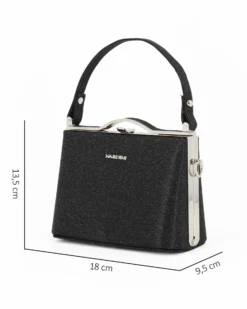 NARDINI - Pochette nera in lurex con un manico e tracollina removibile