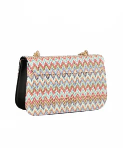 NARDINI - Tracolla nera intreccio multicolor con patta