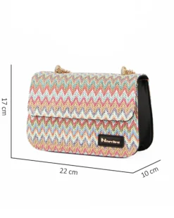 NARDINI - Tracolla nera intreccio multicolor con patta