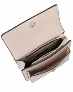 NARDINI - Tracolla taupe con tasca frontale e morsetto sulla patta