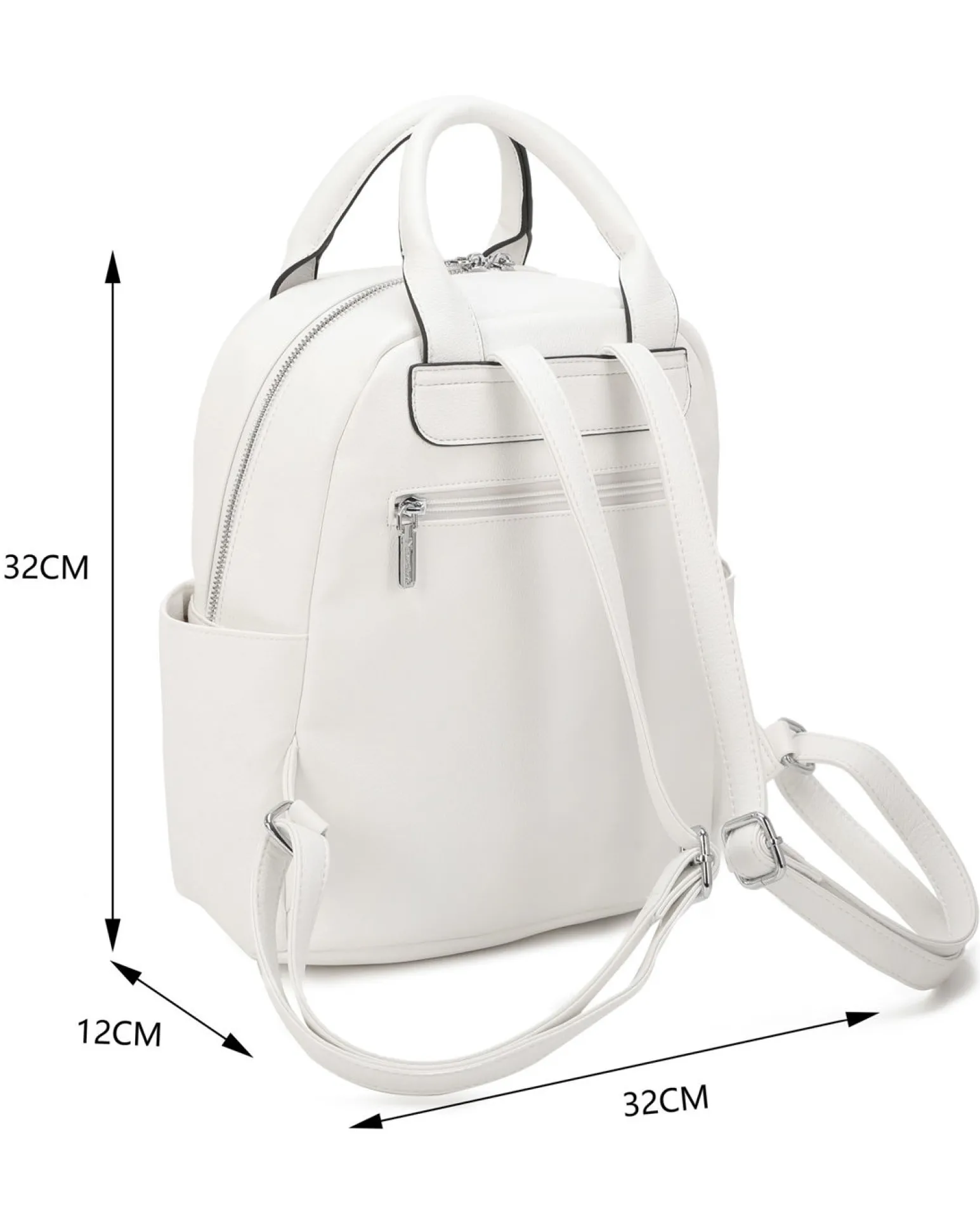 NARDINI - Zaino animalier bianco multitasche intreccio con due manici