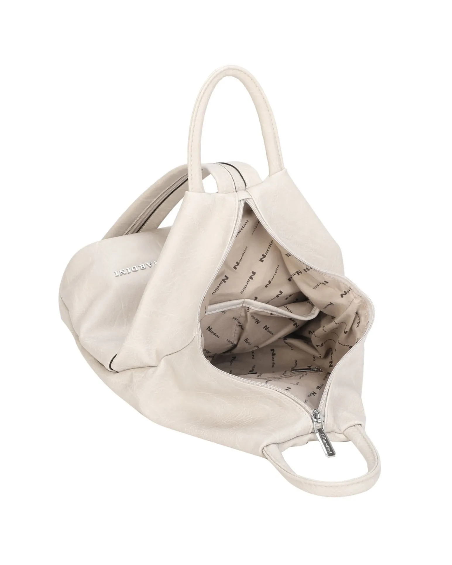 NARDINI - Zaino beige due manici con tasca frontale e spalline regolabili con zip