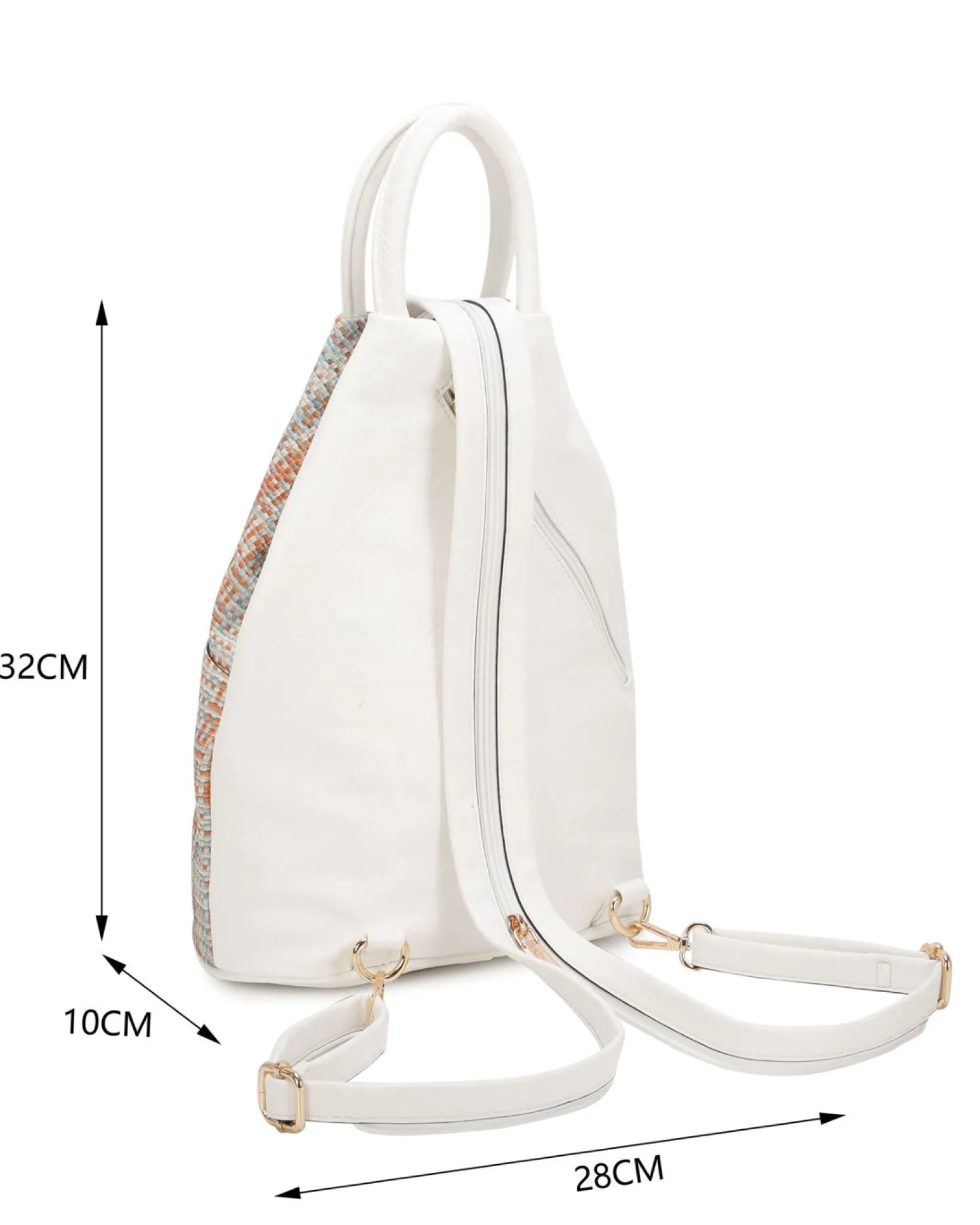 NARDINI - Zaino due manici multicolor effetto intreccio con tasca frontale e spalline regolabili con zip