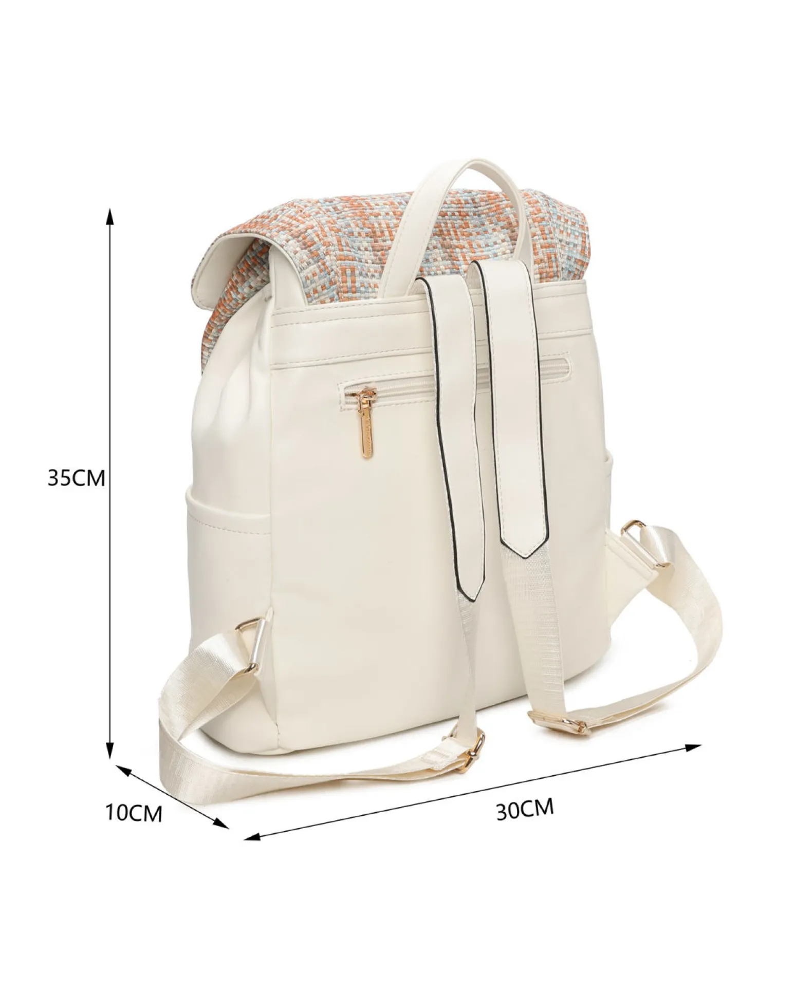 NARDINI - Zaino multicolor effetto intreccio multitasche con patta e coulisse