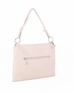 NARIDNI - Borsa un manico beige con borchie e tasca posteriore, tracolla removibile