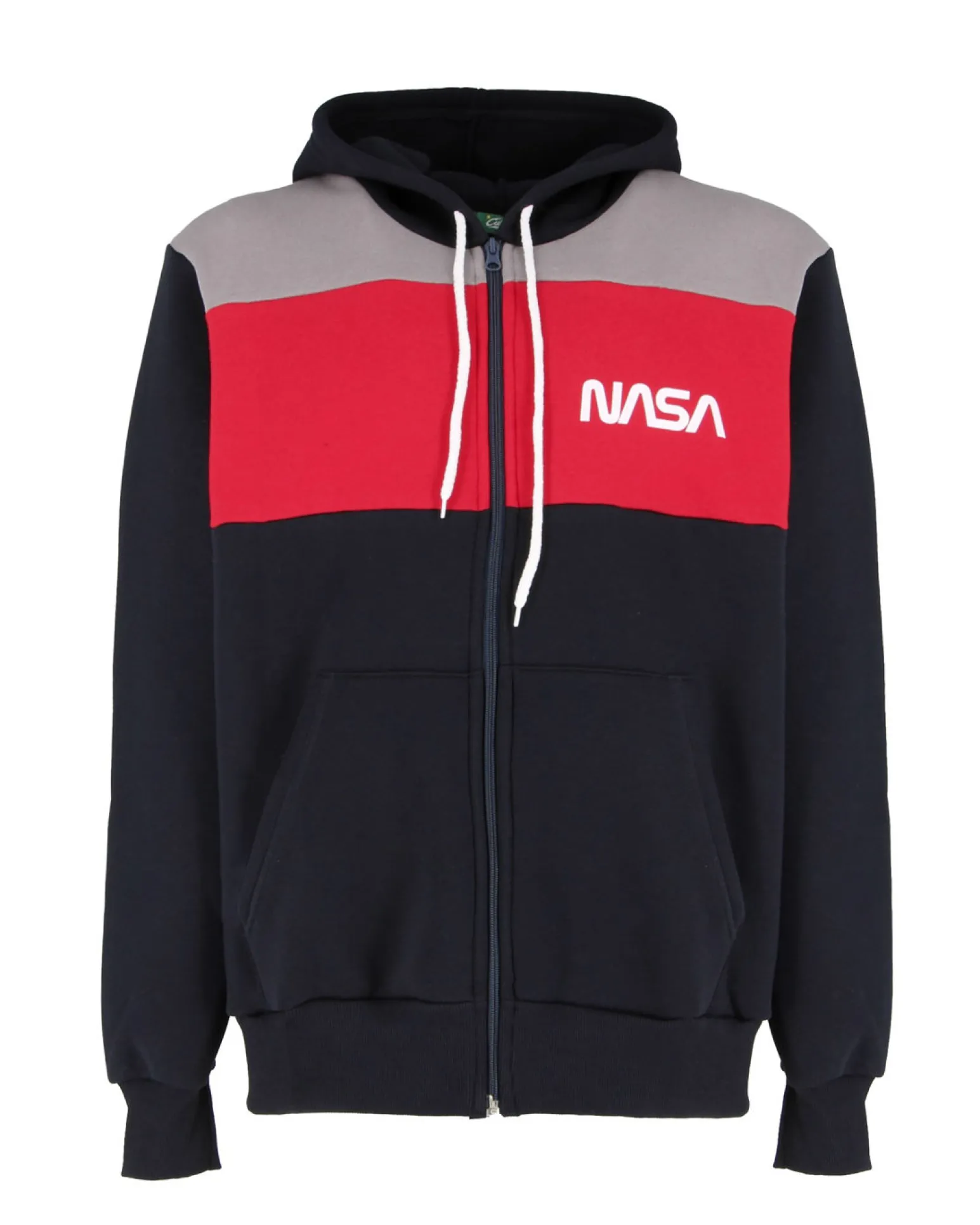 NASA - FELPA CON CAPPUCCIO E ZIP BLU/ROSSA/GRIGIA DA UOMO
