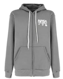 NASA - FELPA GRIGIA DA UOMO CON ZIP E CAPPUCCIO