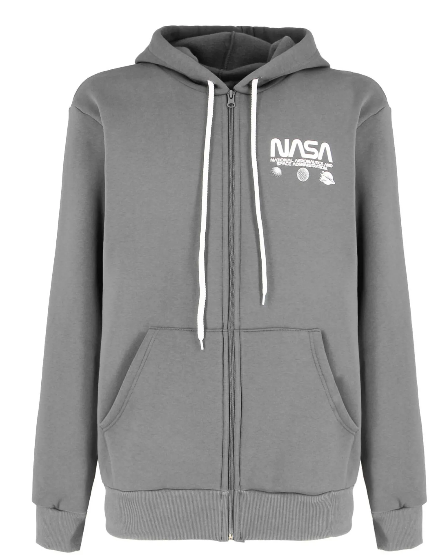 NASA - FELPA GRIGIA DA UOMO CON ZIP E CAPPUCCIO