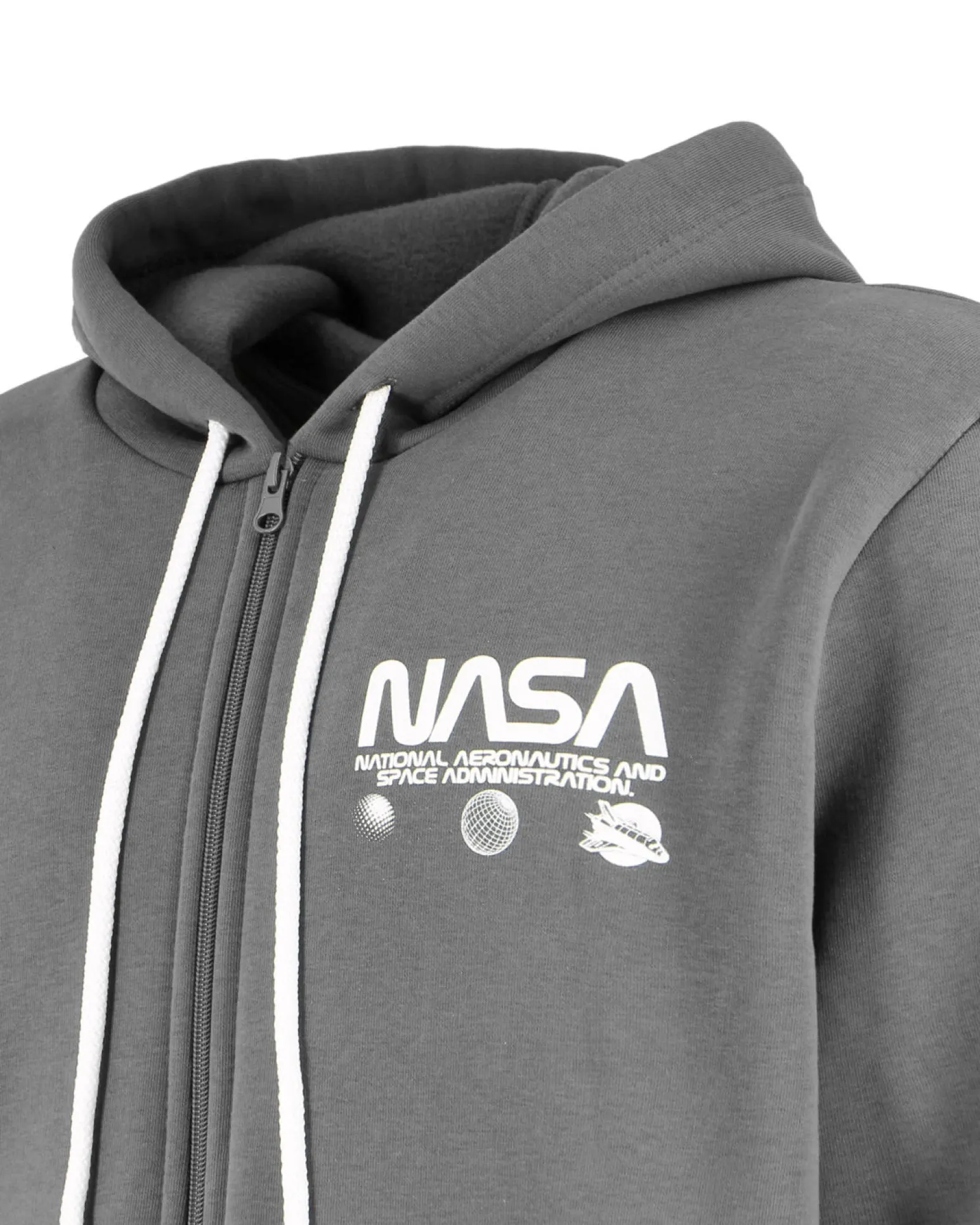NASA - FELPA GRIGIA DA UOMO CON ZIP E CAPPUCCIO