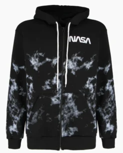 NASA - FELPA NERA CON CAPPUCCIO E ZIP DA UOMO