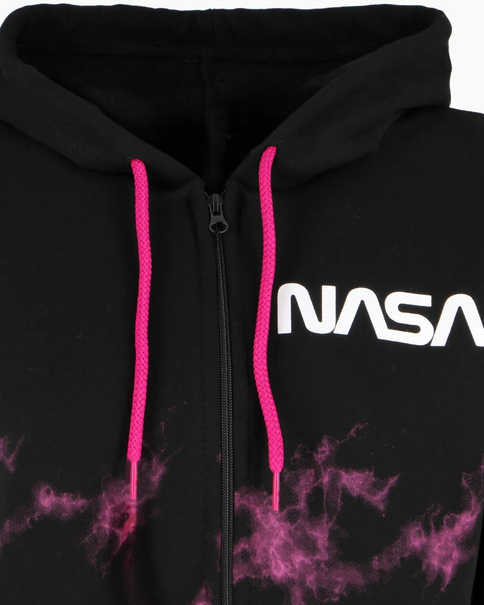 NASA - Felpa nera con cappuccio e full zip da donna