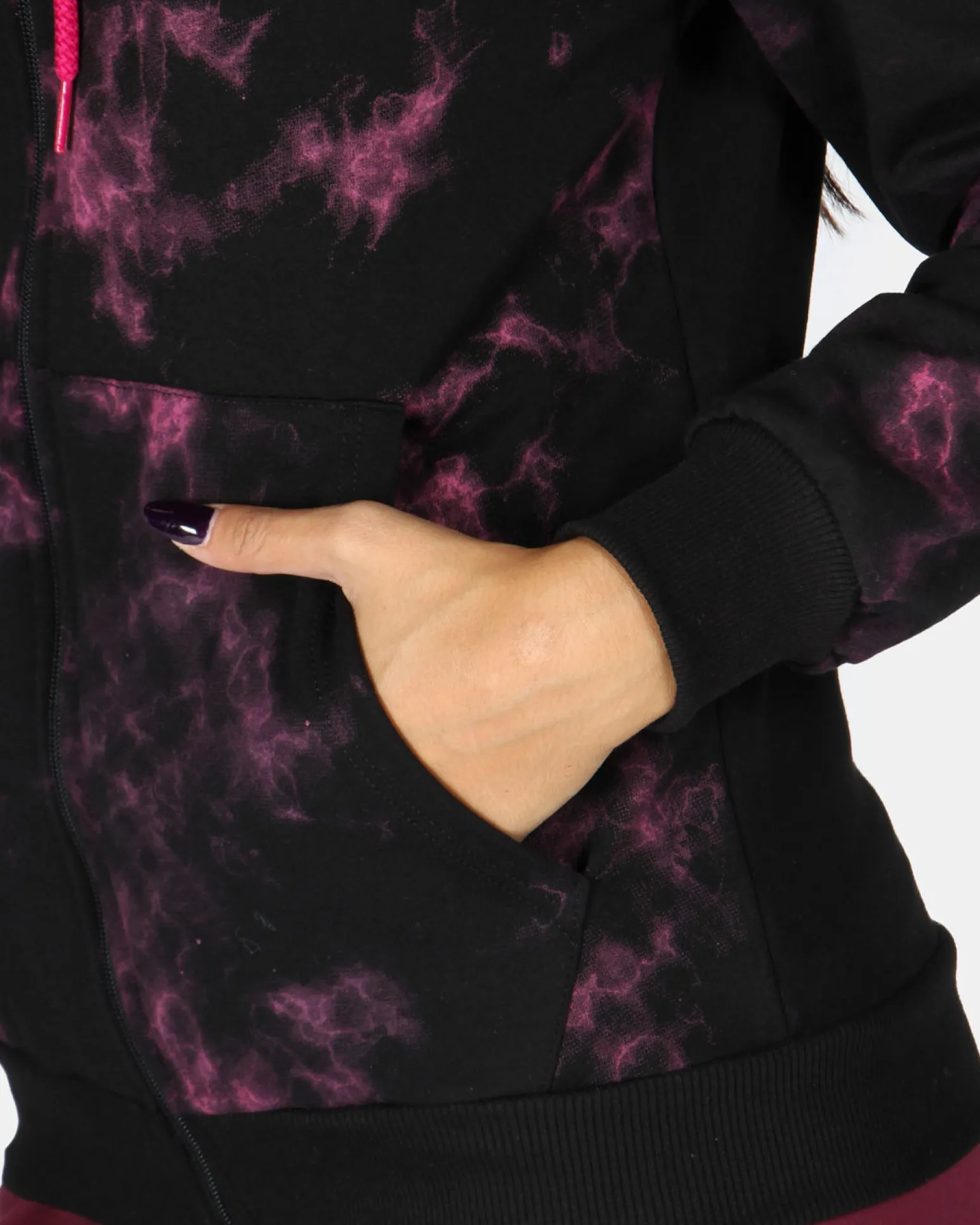 NASA - Felpa nera con cappuccio e full zip da donna