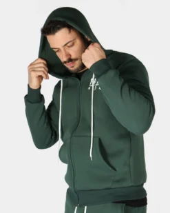 NASA - FELPA VERDE DA UOMO CON ZIP E CAPPUCCIO