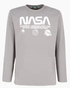 NASA - MAGLIA MANICA LUNGA GRIGIA DA UOMO CON LOGO