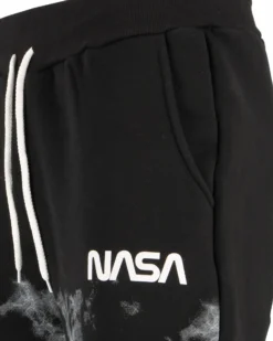 NASA - PANTALONE FELPA NERO DA UOMO CON POLSINO